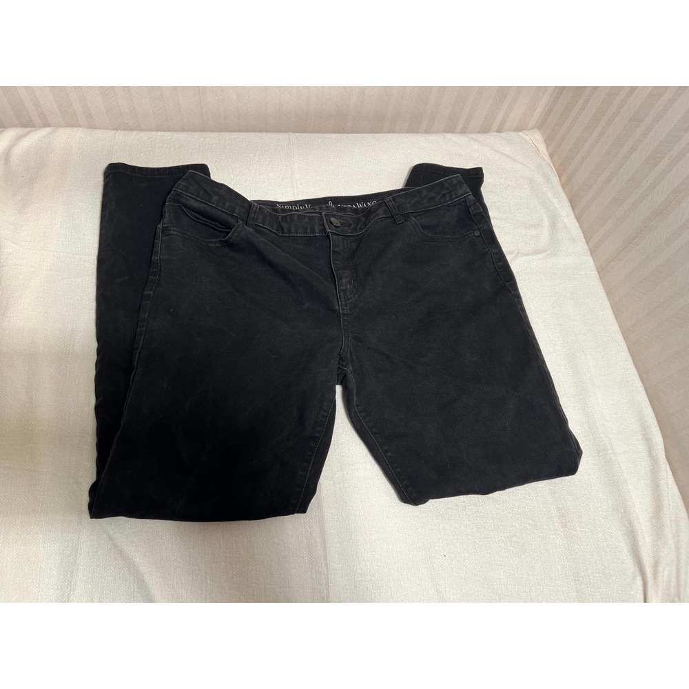 Simply Vera Wang Skinny Jeans Black Dark Wash Womens Size 14 Stretch